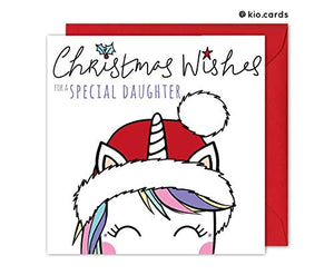 Daughter Unicorn Christmas Card, Cute Unicorn Gifts