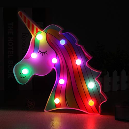 Colourful Rainbow Night Light Marquee Sign Unicorn Head