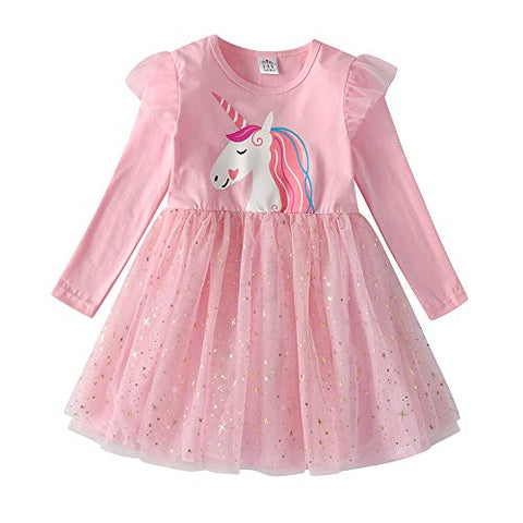 Pink Unicorn Tutu Dress Top Glitter
