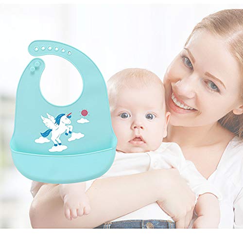 Silicone Unicorn Weaning Bib Blue
