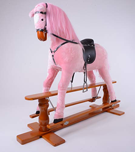 Pink Unicorn Rocking Horse Wooden Base