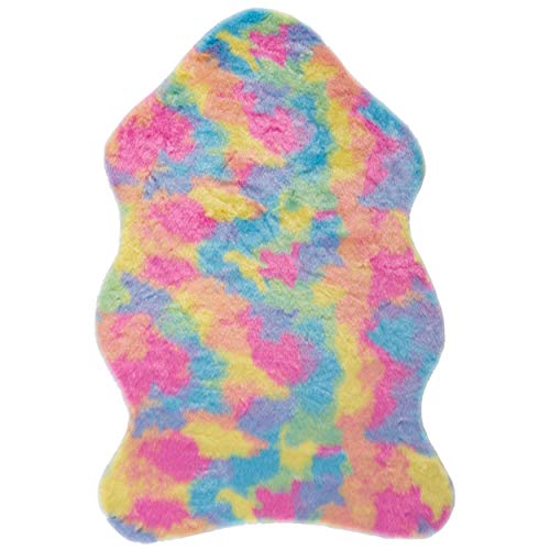 Fun Faux Fur Unicorn Animal Print Rug | Kids | Multi - 60 x 90cm