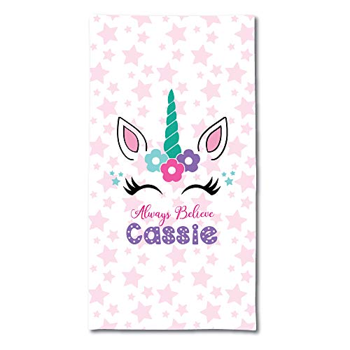 Floral Unicorn Personalised Bath Towel
