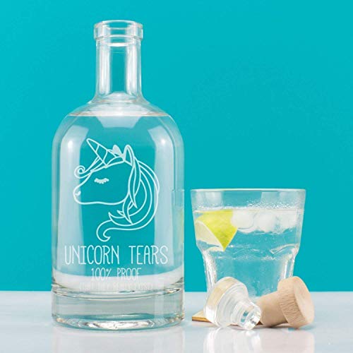 Unicorn Tears 100% Proof Contemporary Engraved Drink Decanter Bottle