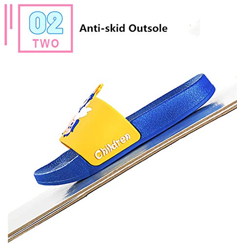 Unisex Boys Girls Sliders Sandals Pool- Happy Unicorn with rainbow- Blue