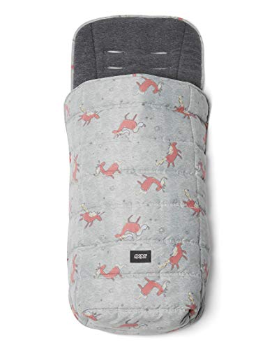 Grey & Pink Unicorn Pram Footmuff