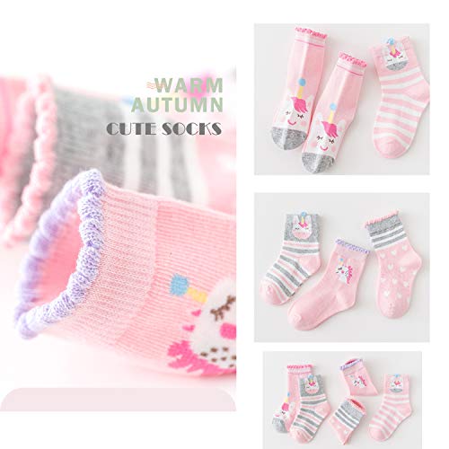 Pink & Grey 5 Pack Girls Socks Unicorn Design