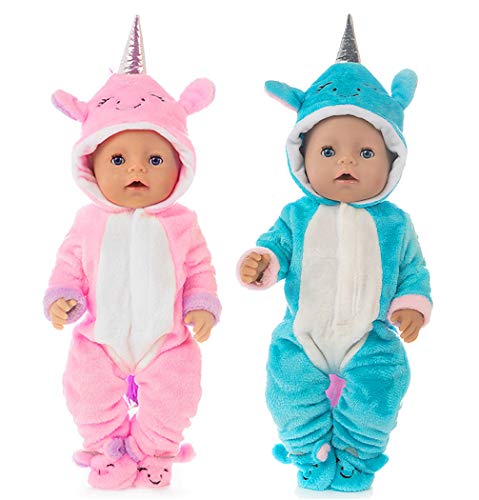 Pink & Blue Unicorn Doll Clothes | For 43cm | New Born Baby Dolls | Outfit Only 