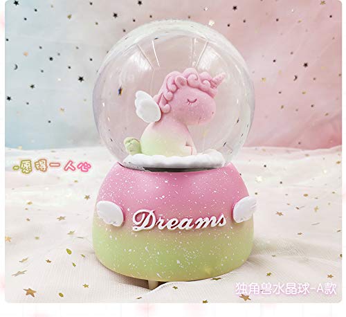 Pink Unicorn Snow Globe Music Box