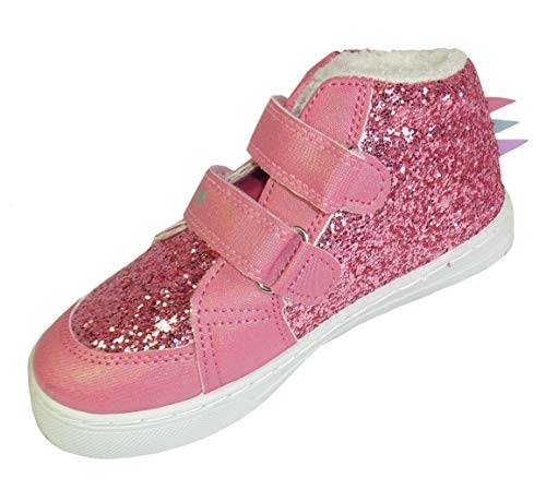 Pink Glittery Unicorn High Top Trainers For Girls