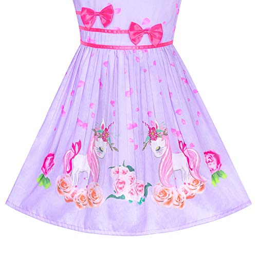 Unicorn Floral Girls Dress | Lilac