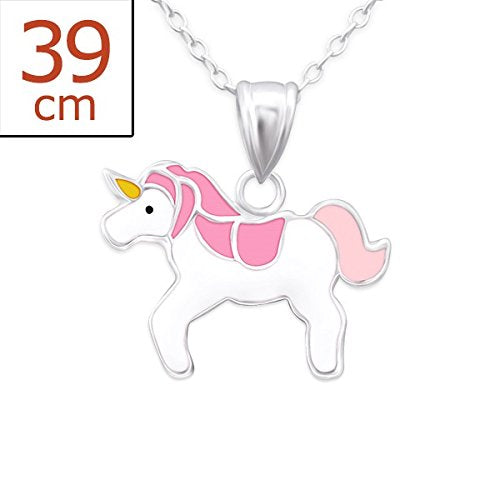 Silver Unicorn Necklace Pink