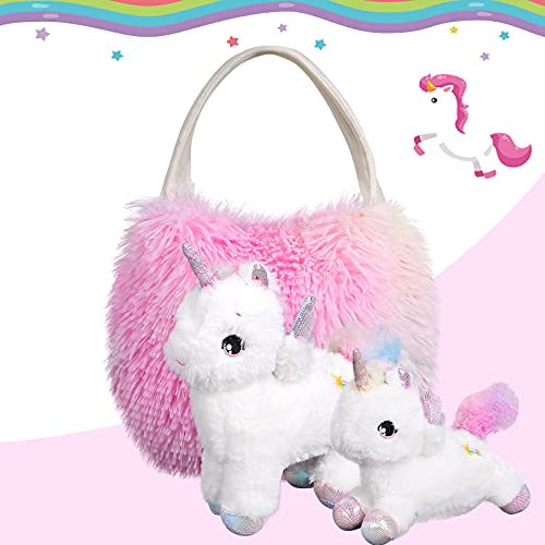 Unicorn In Fluffy Handbag | Soft Toy 