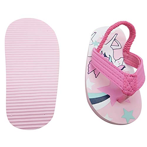 Unicorn Kids Flip Flops | Girls | Sliders | Summer Thong Sandals With Back Strap | Pink 