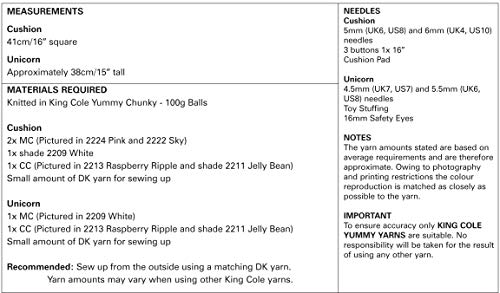 Unicorn And Cushion Knitting Pattern | King Cole | 9087