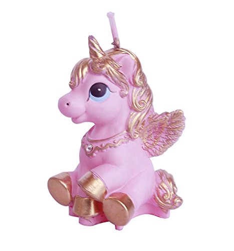 Unicorn Plush Party Candle - Pink