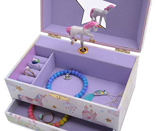 Lilac unicorn musical jewellery trinket box