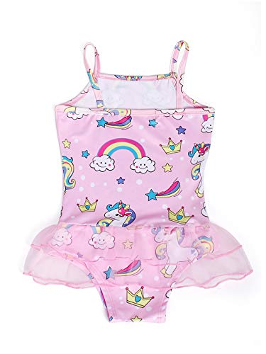 Rainbow unicorn pink swimming costume