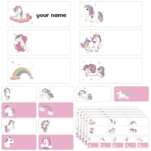 Name Labels Self Adhesive | Unicorn Design | No Iron | Waterproof Name Stickers | Clothes Labels | 80 Pieces 