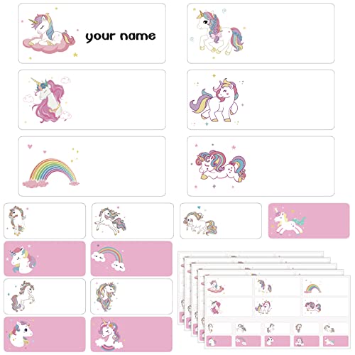 Name Labels Self Adhesive | Unicorn Design | No Iron | Waterproof Name Stickers | Clothes Labels | 80 Pieces