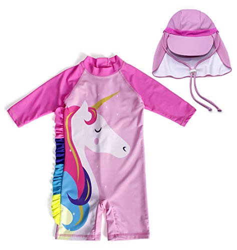Unicorn swimsuit with UV protection and sun hat