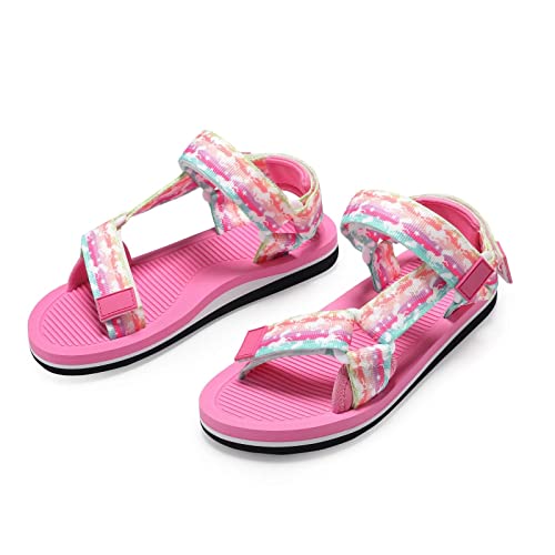 Girls Boys Comfortable Sandals Big Kids Summer Shoes for Beach Pool with Adjustable Strap Pink Unicorn UK3.5