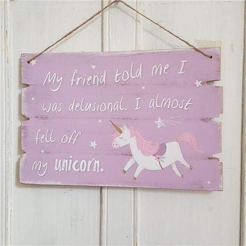 Novelty Unicorn Sign For Hanging - Pink