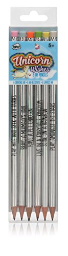 Unicorn Holographic Pencils with Rubbers - Pack of 6 | Gift Idea