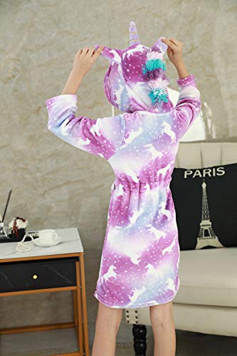 Soft Unicorn Dressing Gown Bathrobe For Girls | Pink & White 