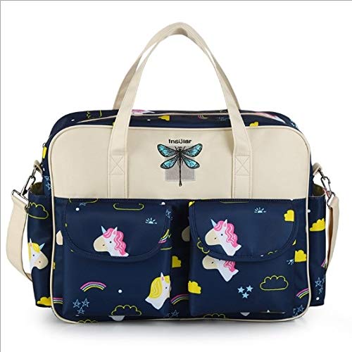 Insular® Multifunctional Waterproof Unicorn Nappy Changing Bag Tote (Navy)