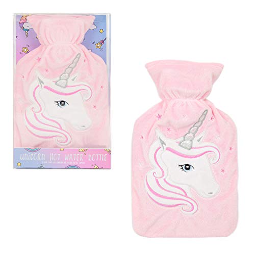 Unicorn Hot Water Bottle | Luxury Soft Washable Cover 1 Litre Pink