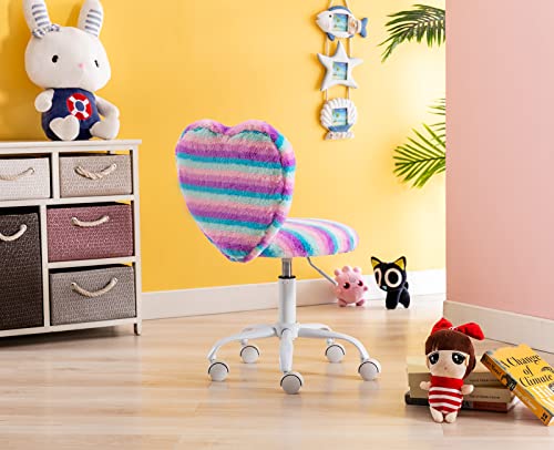 Stripy Faux Fur Unicorn Style Computer Chair
