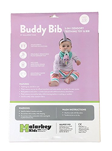 Unicorn | 3 in 1 Bandanna Dribble Bib - Sensory Toy, Teething Ring, Dummy Holder