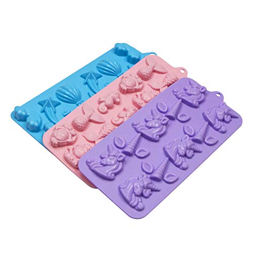 Unicorn Silicone Mould | Sweet Moulds For Making Candy Unicorn Gifts for Girls Baking Moulds for Ice Cube, Jelly, Candy, Wax 3 Pack (Unicorn, Mermaid, Hot air Balloon)