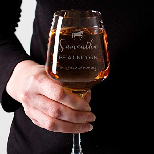 Personalised Unicorn Wine Glass Gift - Engraved With Name
