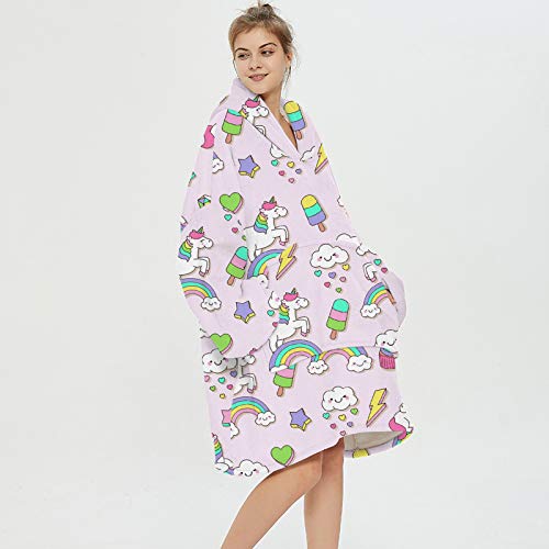 Pink Unicorn Wearable Blanket Hoodie | Oddie 