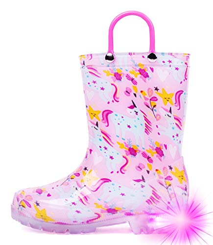 Girls Light Up Wellies | Unicorns | Wellington Boots | Pink