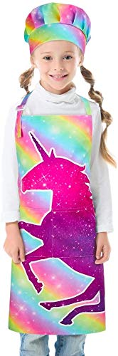 Unicorn Rainbow Kids Baking Apron & Chef Hat | Adjustable