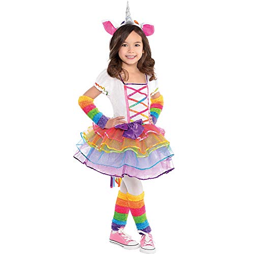 Girls Cute Rainbow Unicorn Costume | Dress, Headband, Tail