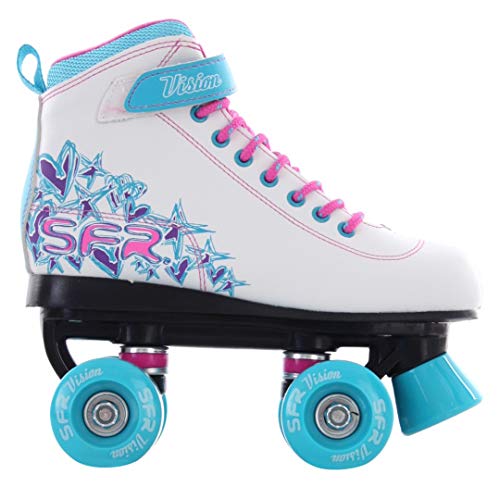White, Blue & Pink Roller Skates For Kids 