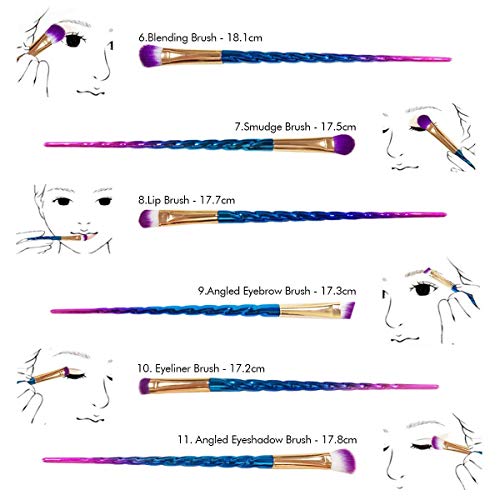 Pretty Swirled Unicorn Mermaid Make Up Brush Set | 12 Pieces