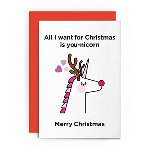 Christmas Card Xmas Funny Unicorn | Boyfriend Girlfriend Husband Wife 