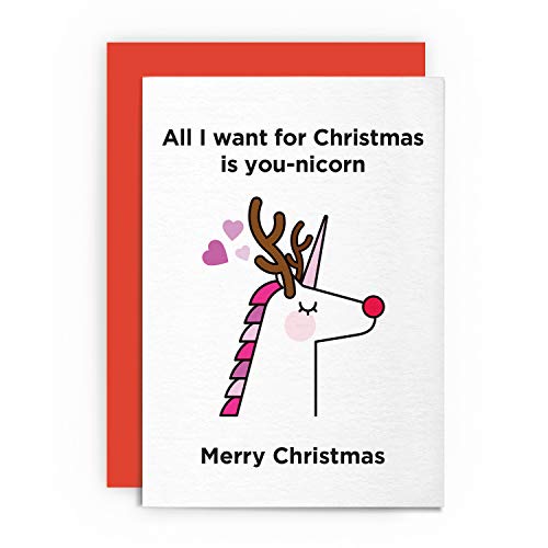 Christmas Card Xmas Funny Unicorn | Boyfriend Girlfriend Husband Wife