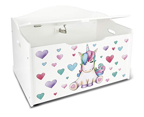 Unicorn White Wooden Large Toy Box
