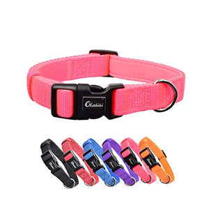 Coloured Dog Collar | Solid Colour For Small Dogs (S, Pink) Olahibi