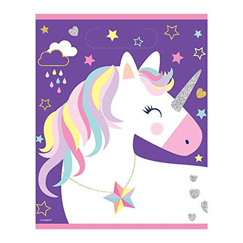 Unicorn Party Bags, Pack of 8, Purple