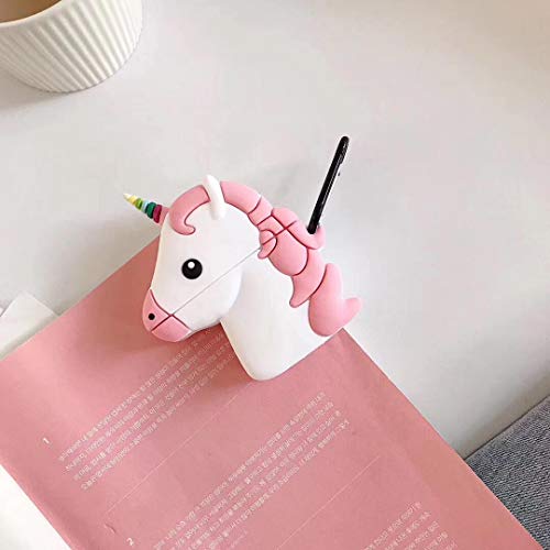 Pink & White Unicorn Shaped Airpod Case