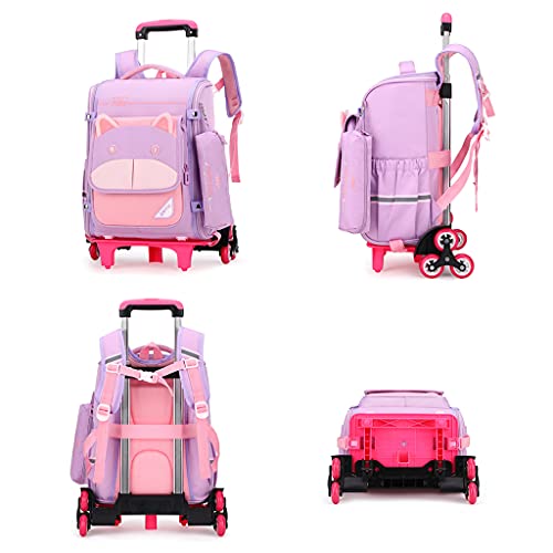 School Bags Rolling Backpacks Children Trolley Backpack Schoolbag with Six Wheels Climbing Stairs Unisex Children Satchel for School Sports Outdoors Travel