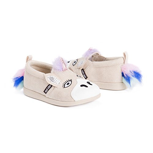 Unicorn slip on toddler shoe beige pink blue