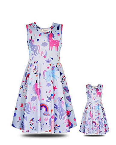 Matching Dolls & Girls Unicorn Sleeveless Dress | Multicoloured
